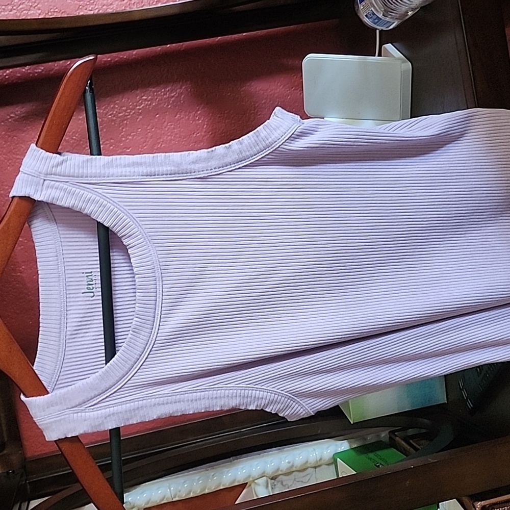Jenni Intimates Ribbed Pale Lavendar Tank Rayon ans Cotton S
